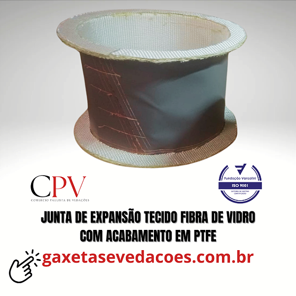 Junta de expansão flexível Cilíndrica em tecido fibra de vidro com PTFE