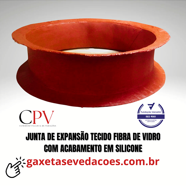 Junta de expansão flexível Cilíndrica Flange em tecido fibra de vidro com silicone