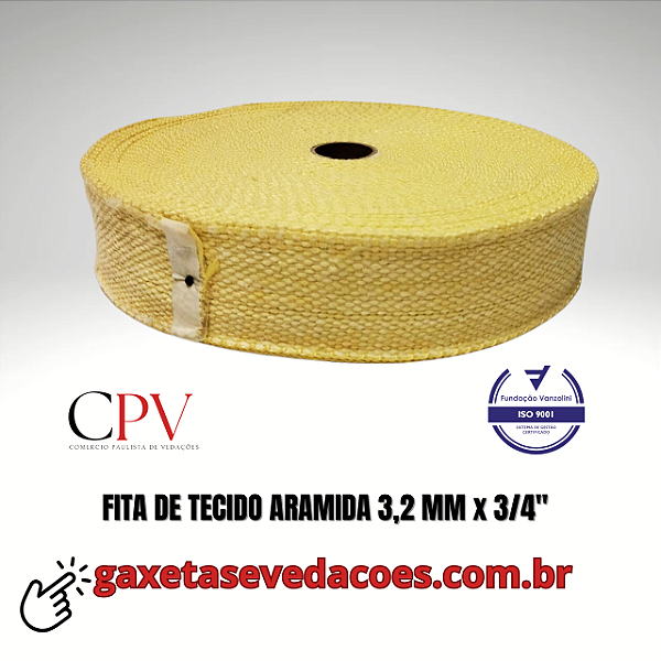 Fita de Tecido Aramida largura 3/4" x 3,2 mm de espessura