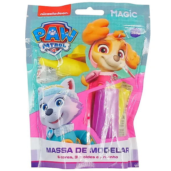 Massa de Modelar Patrulha Canina  – Kit com 6 Cores, 3 Moldes e Rolinho