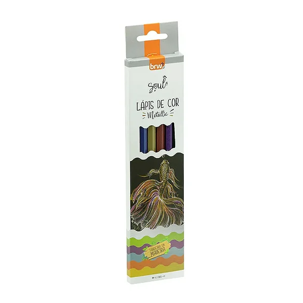 Lápis de Cor Jogo com 6 Cores – BRW Soul Metalizado em Madeira