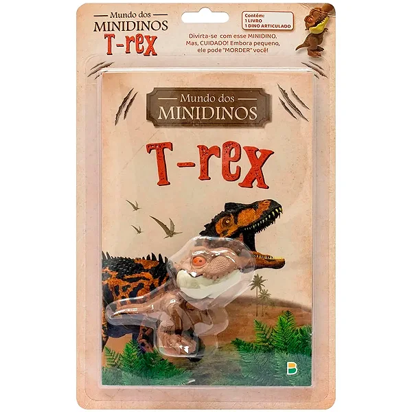 Livro Mundo dos Minidinos - com Dinossauro Articulado (T-Rex)