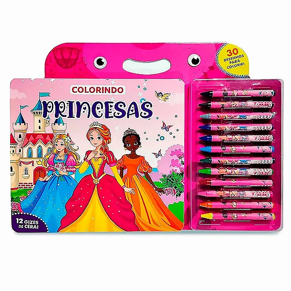 Livro Colorindo Princesas - com 30 desenhos + 12 Giz de cera (Magic Kids)