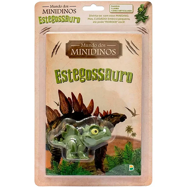 Livro Mundo dos Minidinos - com Dinossauro Articulado (Estegossauro)