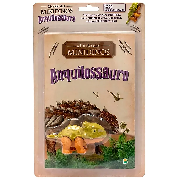 Livro Mundo dos Minidinos - com Dinossauro Articulado (Anquilossauro)