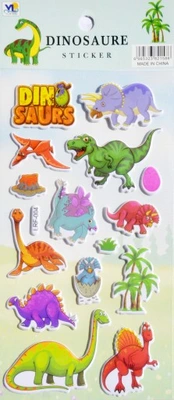 Cartela de Adesivos 3D - Dinossauros