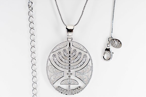 Colar Mandala - Shalom Banhado em ouro branco