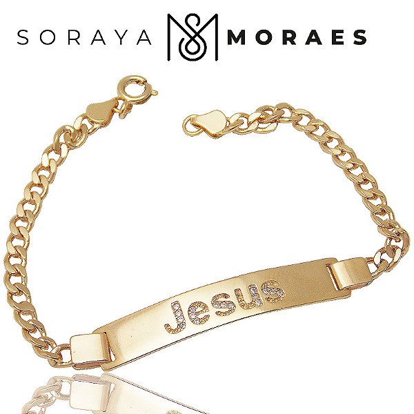 Pulseira Placa banhado no ouro 18K Jesus