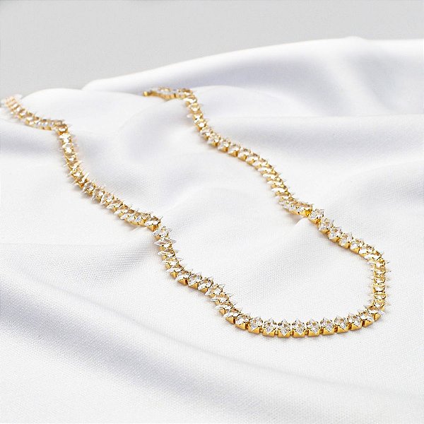 Gargantilha Riviera Navetes - Ouro 18k