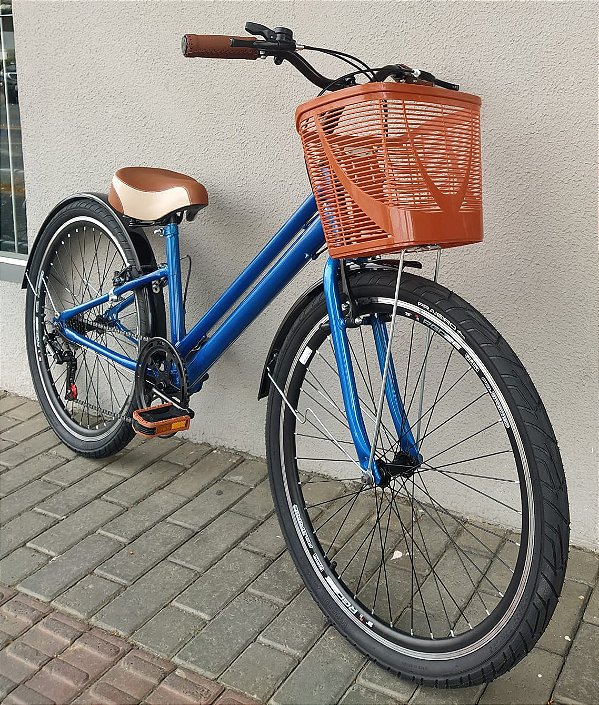 Bicicleta Aro 26 VINTAGE RETRÔ 7 Marchas, Azul, Marrom, Preto