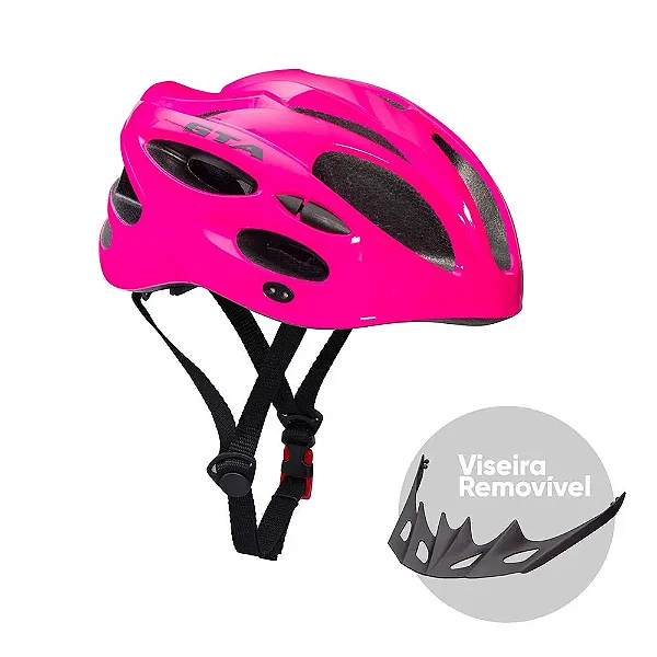 Capacete inmold mtb start M 20 furos rosa com sinalizador