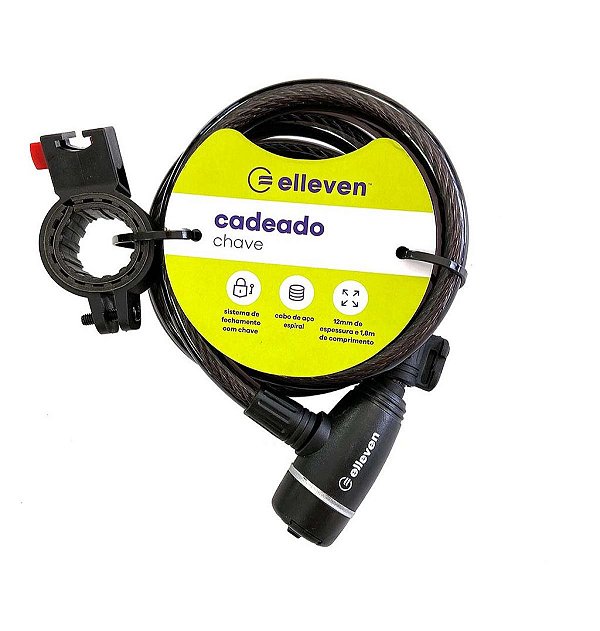 CADEADO ESPIRAL CHAVE 1,8M X 12MM PRETO