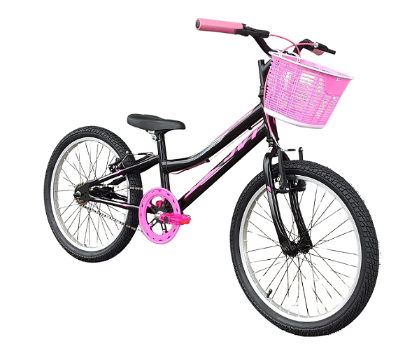 Bicicleta Aro 20 JVT Preta e Rosa