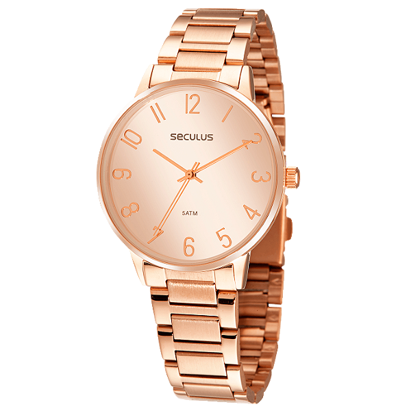 Relógio Seculus Feminino Moderno Rosê Gold 77130LPSVRS2
