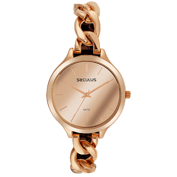 Relógio Seculus Feminino Minimalista Corrente Rosê