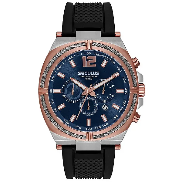 Relógio Seculus Masculino Cronógrafo Bicolor