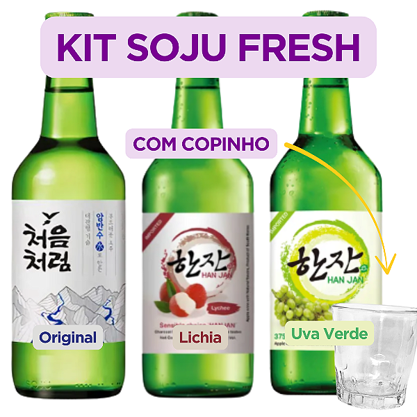 KIT SOJU 1 ORIGINAL + 2 SABORIZADOS C/ COPINHO