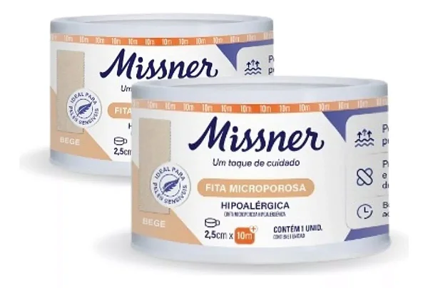 FITA MICROPOROSA HIPOALERGICA  BEGE 2,5CM X 10 MT  MISSNER
