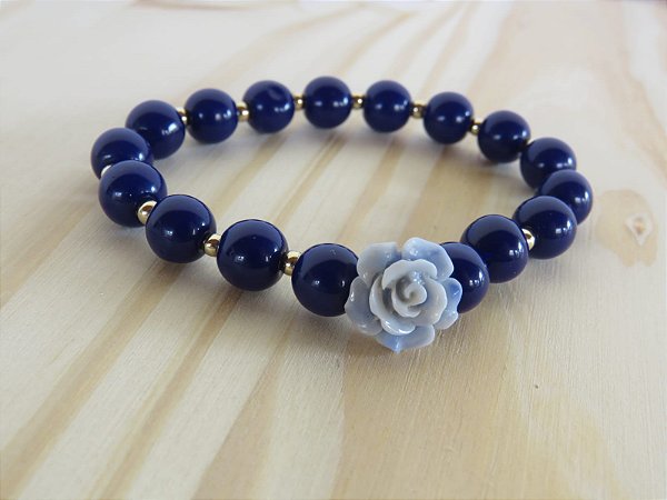 Pulseira Azul com flor