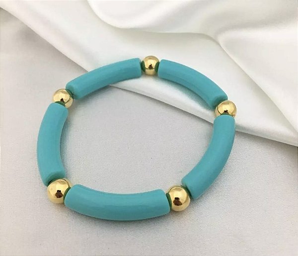 Pulseira Resina Esferas - Azul