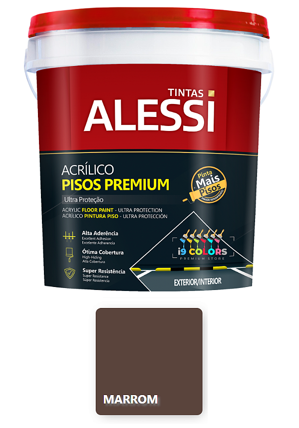 Tinta Piso Acrílico Premium 18 Litros - Alessi - Marrom Fosco