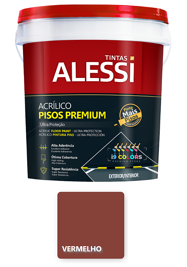 Tinta Piso Acrílico Premium 18 Litros - Alessi - Vermelho Fosco