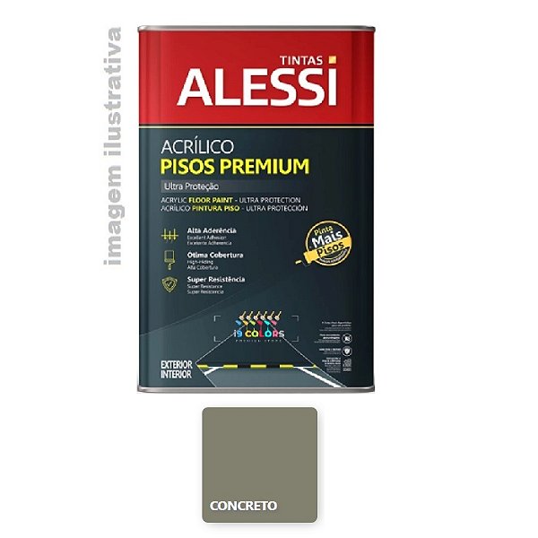 Tinta Piso Acrílico Ultrapiso 18 litros - Alessi - Concreto Semibrilho