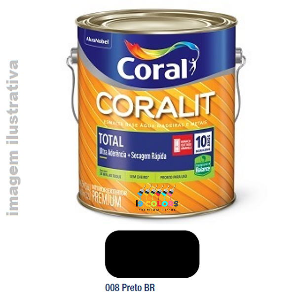 Esmalte Base Agua Coralit Total Balance  3,6 litros - Coral - Preto Fosco