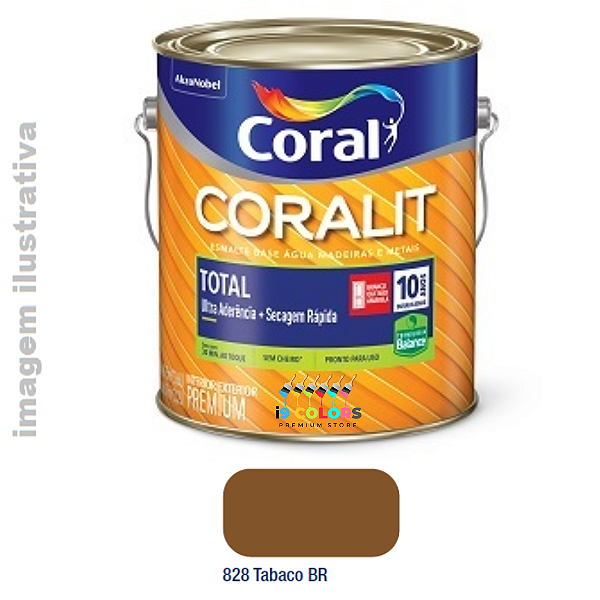 Esmalte Base Agua Coralit Total Balance  3,6 litros - Coral - Tabaco Brilhante