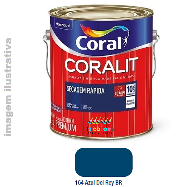 Esmalte Sintético Coralit Secagem Rápida 3 litros - Coral - Azul Del Rey Brilhante