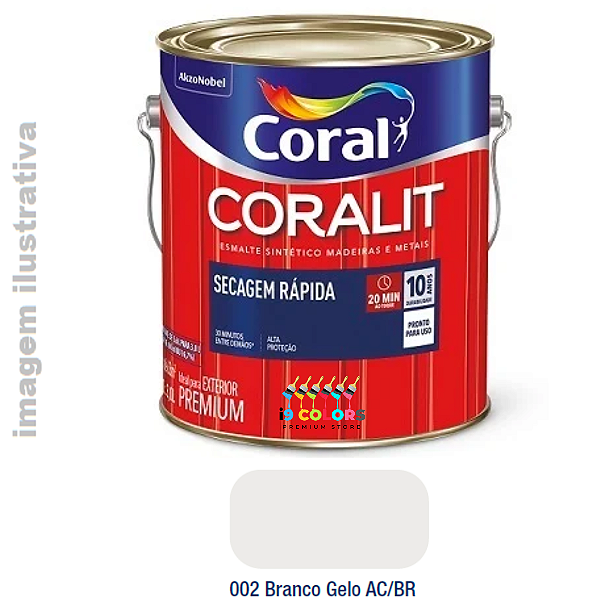 Esmalte Sintético Coralit Secagem Rápida 3 litros - Coral - Gelo Brilhante