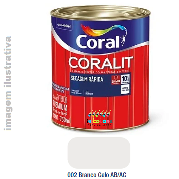 Esmalte Sintético Coralit Secagem Rápida 0,750 litros - Coral - Gelo Brilhante