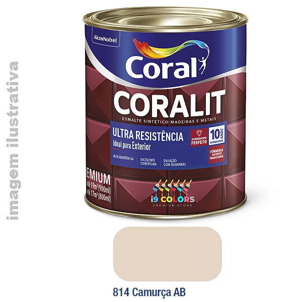 Esmalte Sintético Coralit Ultra Resistência  0,9 litro - Coral - Camurça Brilhante