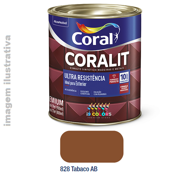 Esmalte Sintético Coralit Ultra Resistência  0,9 litro - Coral - Tabaco Brilhante