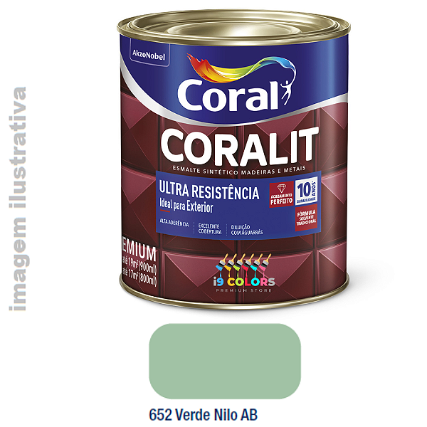 Esmalte Sintético Coralit Ultra Resistência  0,9 litro - Coral - Verde Nilo Brilhante