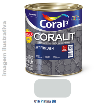Esmalte Sintético Coralit Antiferrugem  0,9 litro - Platina Brilhante