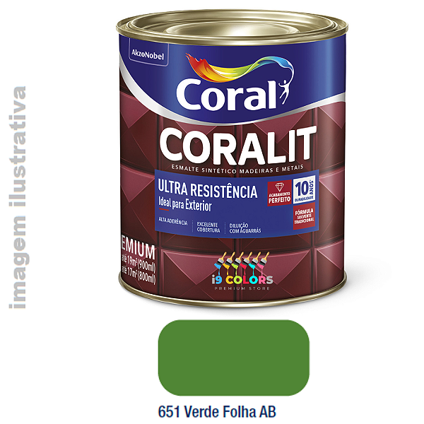 Esmalte Sintético Coralit Ultra Resistência  0,225 litro - Verde Folha Brilhante