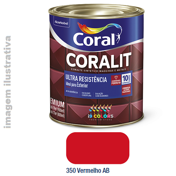 Esmalte Sintético Coralit Ultra Resistência  0,225 litro - Vermelho Brilhante