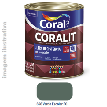 Esmalte Sintético Coralit Ultra Resistência  0,9 litro - Coral - Verde Escolar Fosco