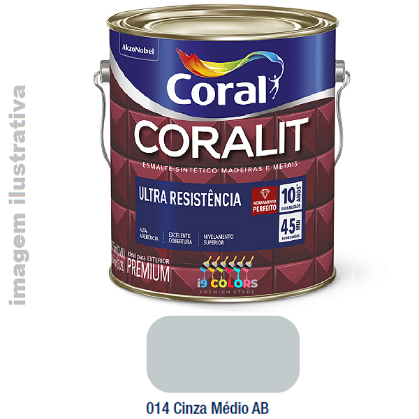 Esmalte Sintético Coralit Ultra Resistência  3,6 litros - Cinza Médio Brilhante