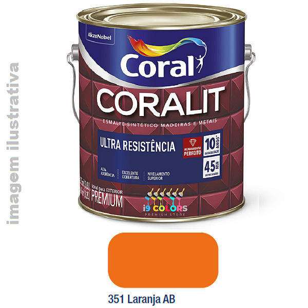 Esmalte Sintético Coralit Ultra Resistência  3,6 litros - Laranja Brilhante