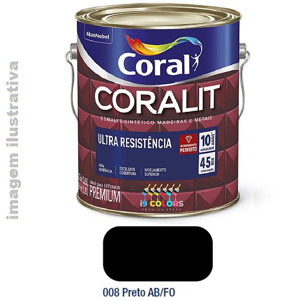 Esmalte Sintético Coralit Ultra Resistência  3,6 litros - Preto Fosco