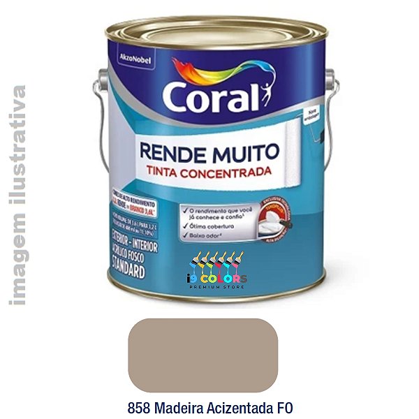 Tinta Acrílica Coral Rende Muito  3,2 litros - Madeira Acinzentado Fosco