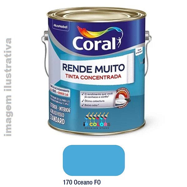 Tinta Acrílica Coral Rende Muito  3,2 litros - Oceano Fosco