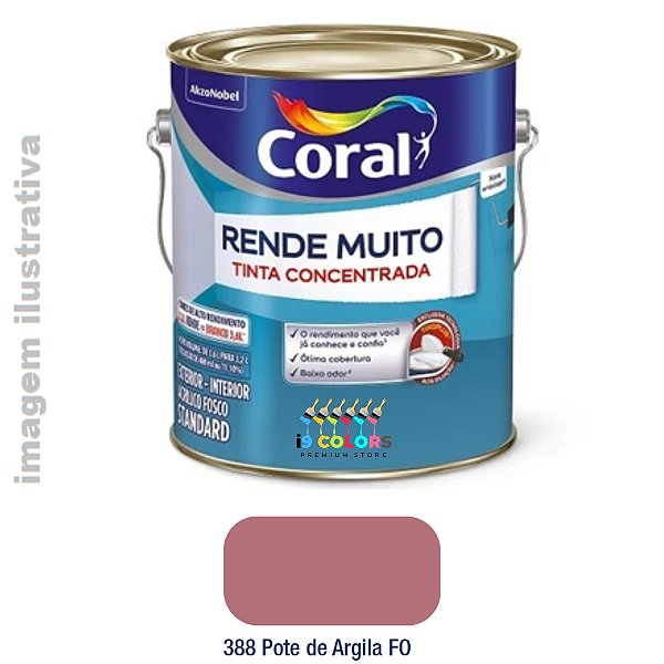 Tinta Acrílica Coral Rende Muito  3,2 litros - Pote de Argila Fosco