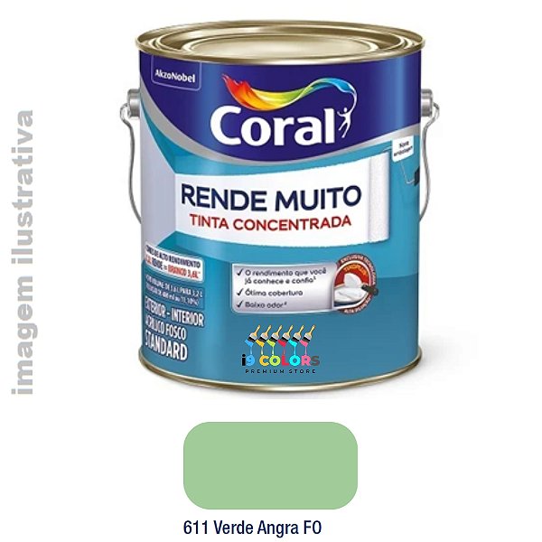 Tinta Acrílica Coral Rende Muito  3,2 litros - Verde Angra Fosco