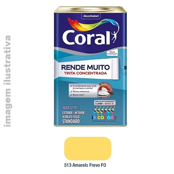 Tinta Acrílica Coral Rende Muito 16 litros - Amarelo Frevo Fosco