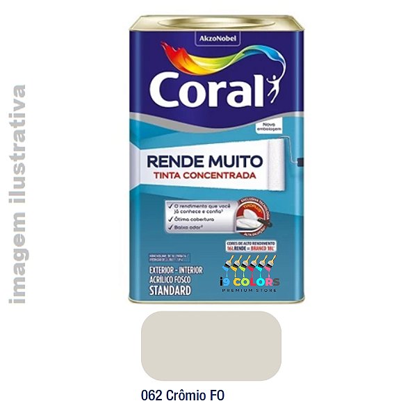 Tinta Acrílica Coral Rende Muito 16 litros - Crômio Fosco
