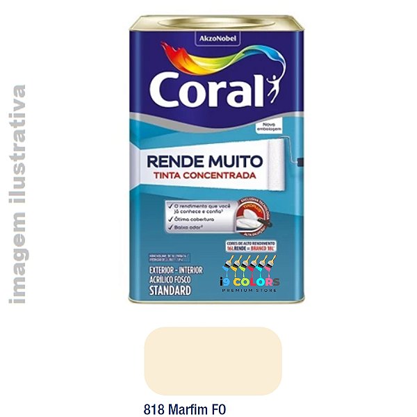 Tinta Acrílica Coral Rende Muito 16 litros - Marfim Fosco