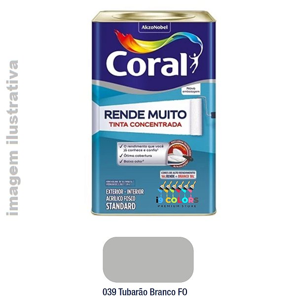 Tinta Acrílica Coral Rende Muito 16 litros - Tubarão Branco Fosco